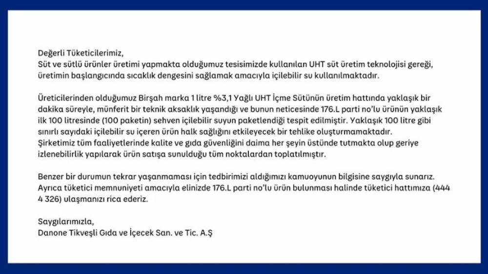 Danone’nin ürettiği sütten su çıktı
