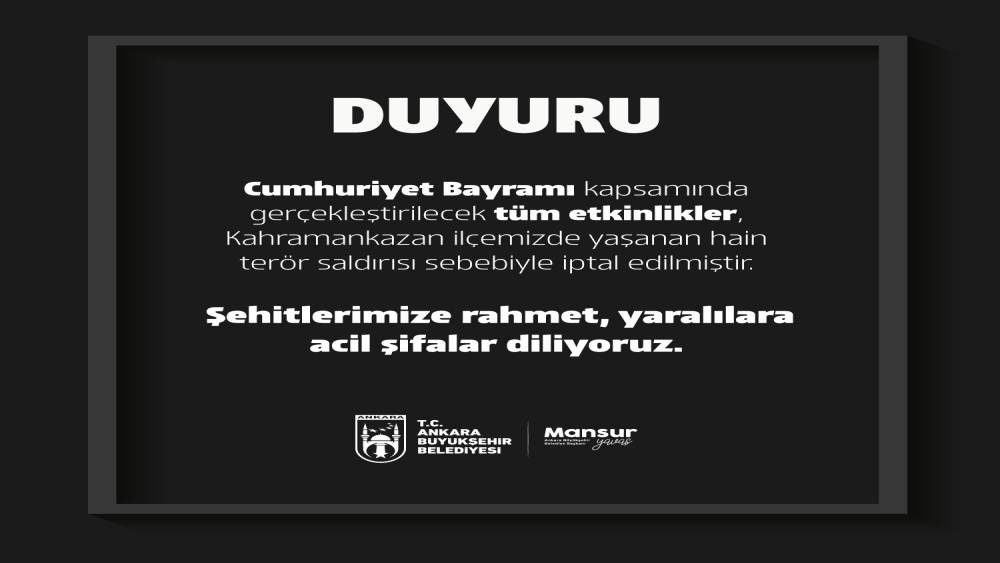 ABB, TUSAŞ’a gerçekleştirilen terör saldırısı sebebiyle Cumhuriyet Bayramı etkinliklerini iptal etti
